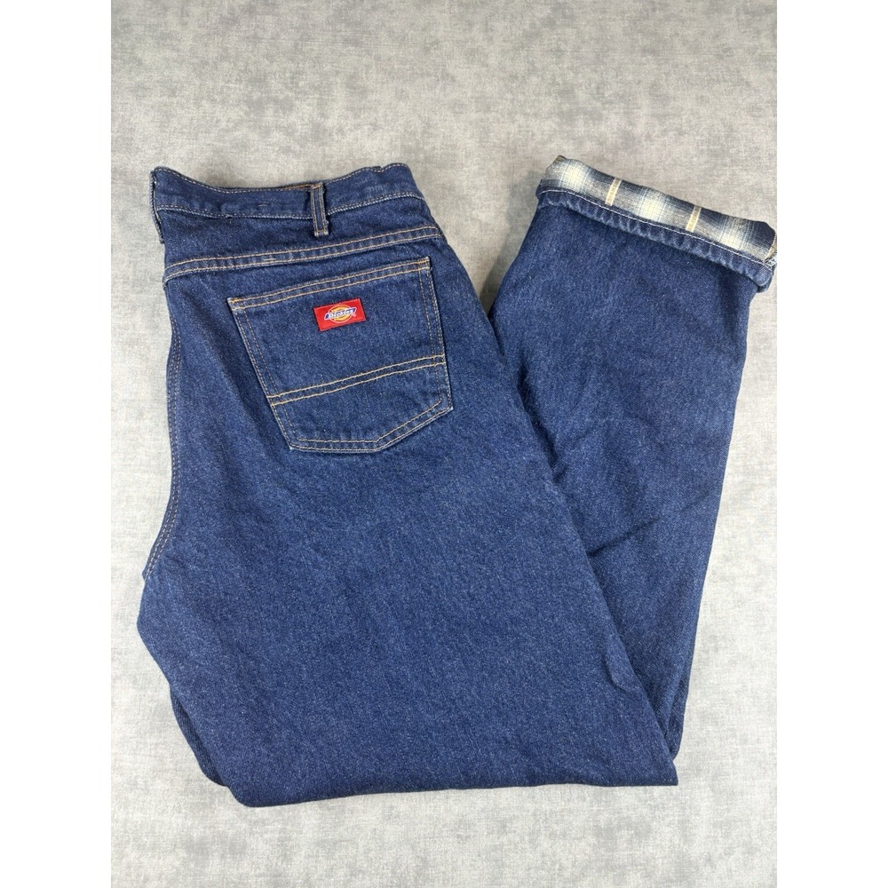 Dickies Flannel Lined Jeans Mens 36x34 Relaxed Fit Denim Work Pants Mexico
